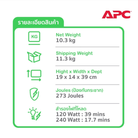 เครื่องสำรองไฟฟ้า APC 1600VA 900 วัตต์ รุ่น BX1600MI-MS-3Y EASY UPS 4 ช่อง ป้องกัน ไฟตก ไฟเกิน_10